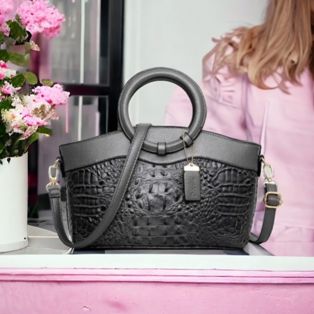 Elegant Croc-Embossed Lady Parian Tourister Handbag
